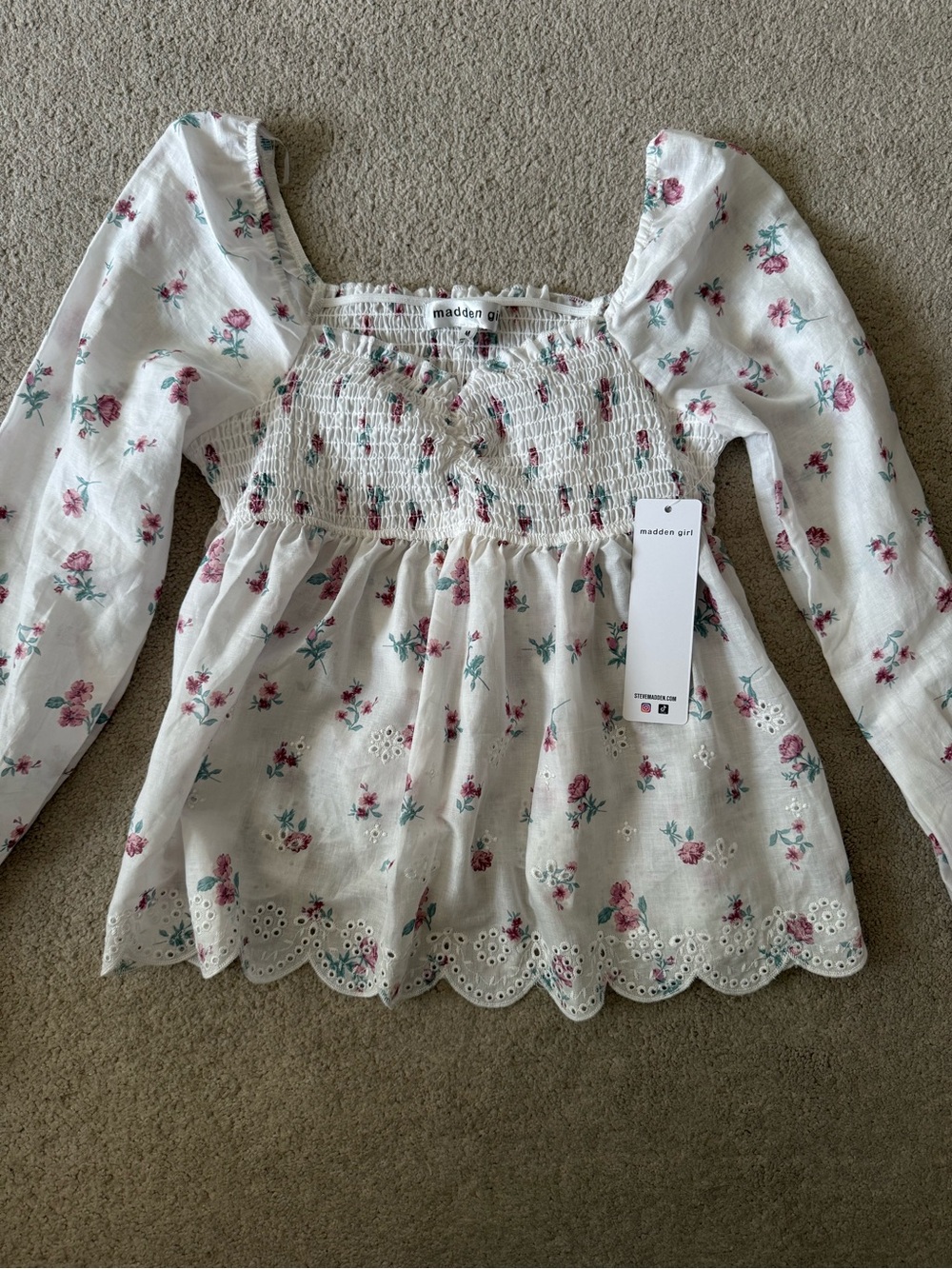 NWT! Madden Girl Juniors' Floral Tiered Babydoll Top Size M